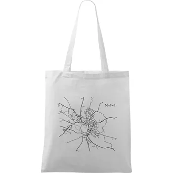 Nákupní taška Černobílá mapa Blatná - Taška bavlněná - 42 x 38 cm ( Bílá )
