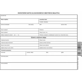 Tiskopis Optys 1018 inventární karta DHM A5 1 list