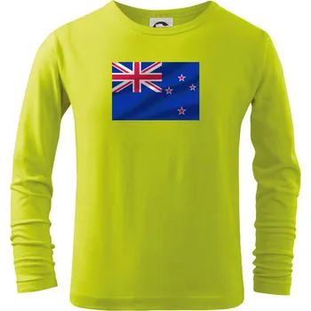 Nový Zéland fotka vlajky - Triko dětské Long Sleeve - 158 cm/12 let ( Limetková )