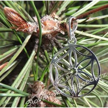 Přívěsek Stříbrný přívěsek s vltavínem - Perunova Hvězda Rhodiování: Bez Rhodia