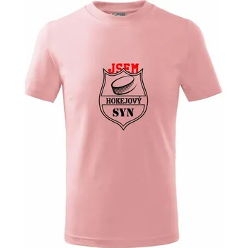 Hokejový syn - puk - Tričko dětské bavlněné - 146 cm/10 let ( Růžová )