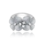 1459 MINET Rozkvetlý stříbrný prsten FLOWERS s bílými zirkony Velikost obvod (mm): 49