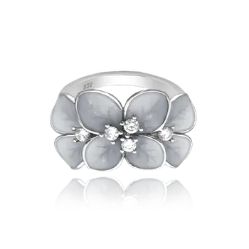 Prsten 1459 MINET Rozkvetlý stříbrný prsten FLOWERS s bílými zirkony Velikost: 49