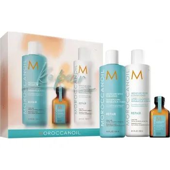 Kosmetická sada Moroccanoil Repair Set - Šampon 250 ml + kondicionér 250 ml + olejová péče 25 ml Dárková sada