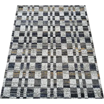 Koberec Moderní koberec Lara - pětka - šedý/žlutý Rozměr koberce: 80x150 cm