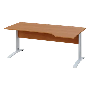 Psací stůl EZK 18 - 184 stůl kancelářský, rohový, pravý, kovová podnož bílá, deska 18 mm, široký 1800 mm, olše jantar