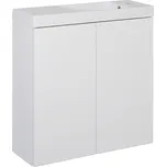 A - Interiéry Skříňka s umyvadlem Socrate 60 Slim W bez úchytek, bílá fólie, lesk/bílý lak, lesk, 61x65x22