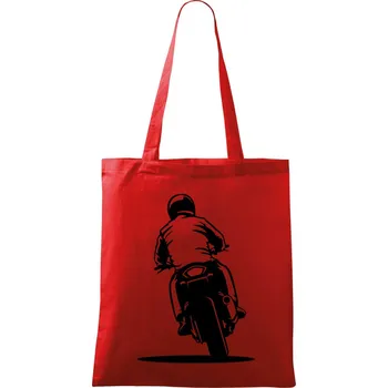 Nákupní taška Motorkář na zádech - silnice - Taška bavlněná - 42 x 38 cm ( Červená )