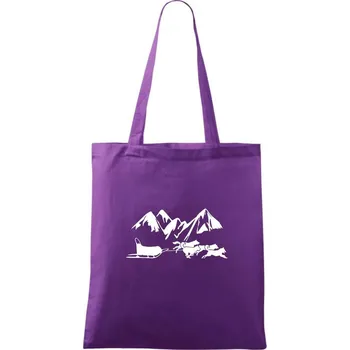 Psí spřežení hory - Taška bavlněná - 42 x 38 cm ( Fialová )