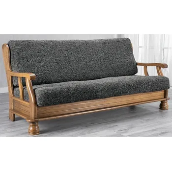 Napínací potah decoDoma Paulato Vittoria bielastický potah na trojkřeslo se dřevěnými rukojeťmi 150-200 cm