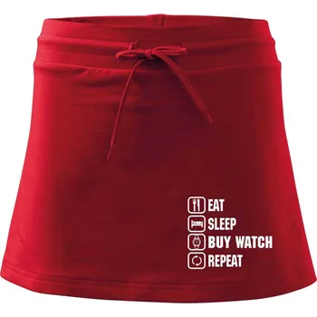 Dámská sukně Eat sleep buy watch reapeat - Sportovní sukně - two in one - S ( Červená )