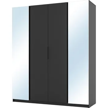 Šatní skříň Šatní skříň KAJA 2LU 2F | 200 cm | se zrcadly | VYSOKÁ | černá