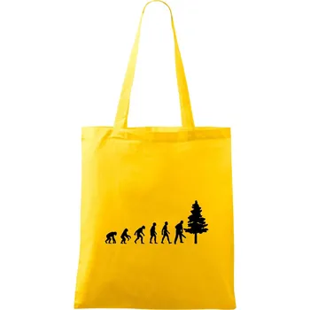 Evoluce dřevorubec - pila a strom - Taška bavlněná - 42 x 38 cm ( Žlutá )