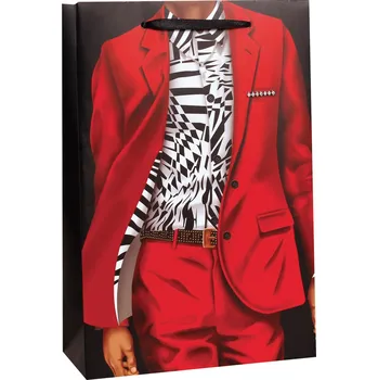 Dárková taška Designová dárková taška, 22,5 x 33,5 x 10cm, červené sako se sponou