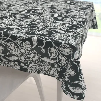 ubrus Dekorační čtvercový ubrus PML-105 Bílé květiny na černém 60x60 cm