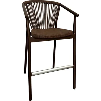 Varaschin Hnědá zahradní barová židle Smart 76 cm s výpletem