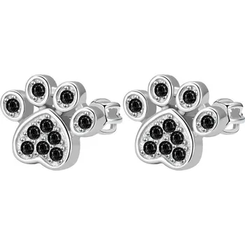 Náušnice Dětské stříbrné náušnice na šroubek - černé tlapky 9x10 mm