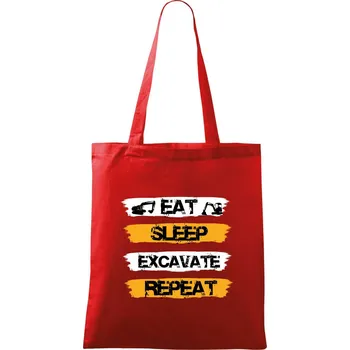Nákupní taška Eat Sleep Excavate Repeat - Taška bavlněná - 42 x 38 cm ( Červená )