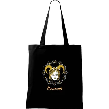 Nákupní taška Znamení ženy - Kozoroh CZ (Pecka design) - Taška bavlněná - 42 x 38 cm ( Černá )
