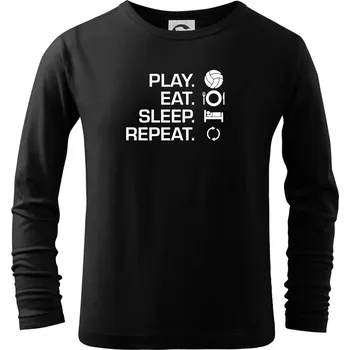Play Eat Sleep Repeat volejbal - Triko dětské Long Sleeve - 158 cm/12 let ( Černá )