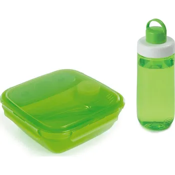 Svačinový box Láhev na pití + Box na oběd, zelená