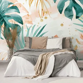 Tapeta Dovido Tapeta tropické zeleno-oranžové listy