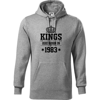 Pánská mikina Kings are born in 1983 - Mikina pánská Cape s kapucí - 5XL ( Tmavě šedý melír )
