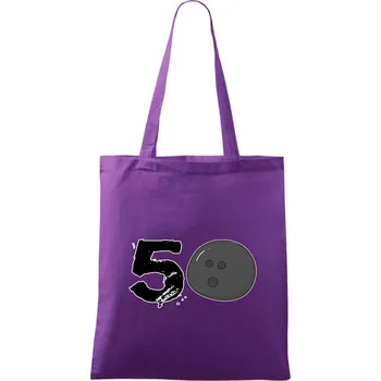 Bowling kulaté narozeniny 50 - Taška bavlněná - 42 x 38 cm ( Fialová )