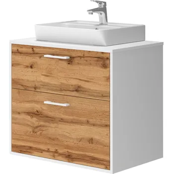 Koupelnový nábytek Lavedo Afina Neon White/Wotan Oak 70 koupelnová skříňka s umyvadlem