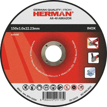 Řezný kotouč Řezný kotouč HERMAN AR-40 Abrazor | na nerez | s prolisem | TYP 42 150x1,0x22,23mm