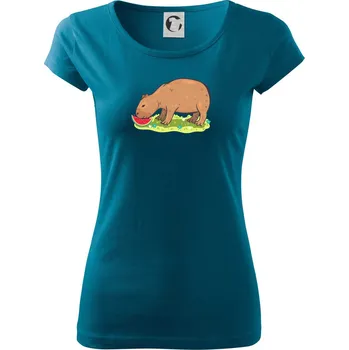 Dámské tričko Kapybara a meloun - Dámské triko Pure - M ( Petrolejová )