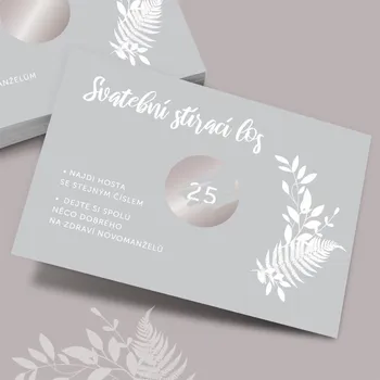 Svatební dekorace Stírací los SILVER, svatební Varianta: S vlastním textem (+99), Počet kusů: 24 ks