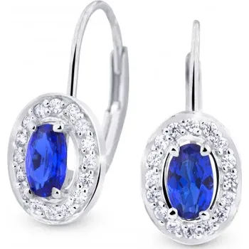 Náušnice ŠPERKY-NM, Zlaté oválné náušnice 912 bílé zlato Barva kamene: červená - rubín