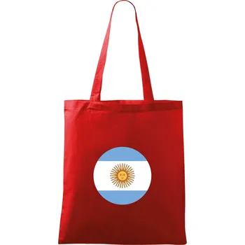Nákupní taška Argentina vlajka kulatá - Taška bavlněná - 42 x 38 cm ( Červená )