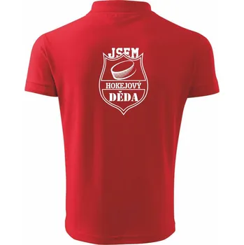Pánská košile Hokejový děda / hokejová babička - puk - Polokošile pánská Pique Polo 203 - XL ( Červená )