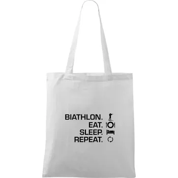 Biathlon Eat Sleep Repeat - Taška bavlněná - 42 x 38 cm ( Bílá )
