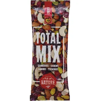 Sušená potravina Směs oříšků TOTAL MIX 100 g Energy - kešu, brusinky, mandle natural, pistácie (Směs klikvy a jader)