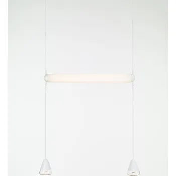 Brokis Závěsné svítidlo Puro Single Horizontal 800, PC1011 Barva skla: Triplex opál, Povrchová úprava baldachýnu: sklo - černý (CCSC2404), Barva spodní části: šedá kouřová - transparentní sklo (CGGB977)