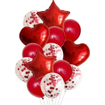 Balónek Fóliové a latexové balónky s konfetami červená