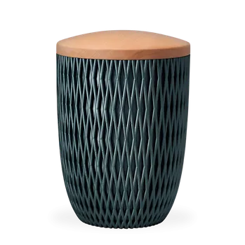 Smuteční dekorace Ekologická urna Carrea - Smaragdová/Lipové dřevo