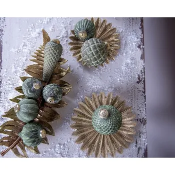 Vánoce Zeleno-hnědá skleněná ozdoba koule I - Ø7*7cm