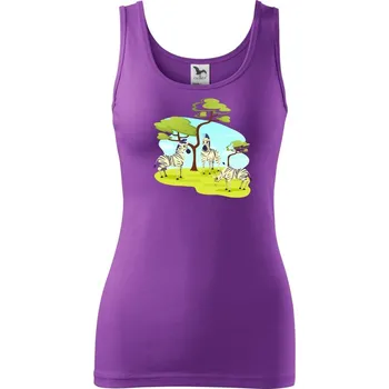 Dámské tričko Zebry pod stromem - Dámské tílko - XL ( Fialová )