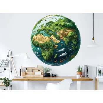 Samolepící dekorace Zelená planeta samolepka na zeď arch 20 x 20 cm