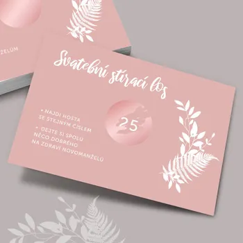 Svatební dekorace Stírací los ROSE, svatební Varianta: S vlastním textem (+99), Počet kusů: 8 ks