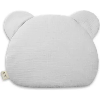 Polštář Sleepee Mušelínový plochý polštář Teddy Bear Grey šedá