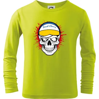 Dětská móda Beach volejbal lebka - Triko dětské Long Sleeve - 158 cm/12 let ( Limetková )