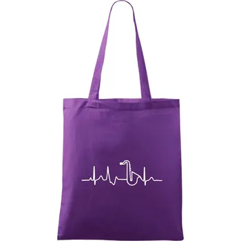 Saxofon ekg - Taška bavlněná - 42 x 38 cm ( Fialová )
