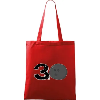 Nákupní taška Bowling kulaté narozeniny 30 - Taška bavlněná - 42 x 38 cm ( Červená )