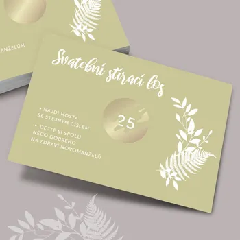 Svatební dekorace Stírací los GOLD, svatební Varianta: S vlastním textem (+99), Počet kusů: 24 ks