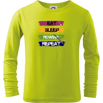 Dětská móda Eat sleep rowing repeat barevné - Triko dětské Long Sleeve - 158 cm/12 let ( Limetková )